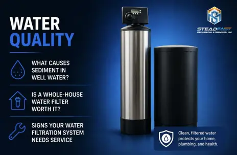 Whole-house water filtration system designed to improve residential water quality and reduce sediment.